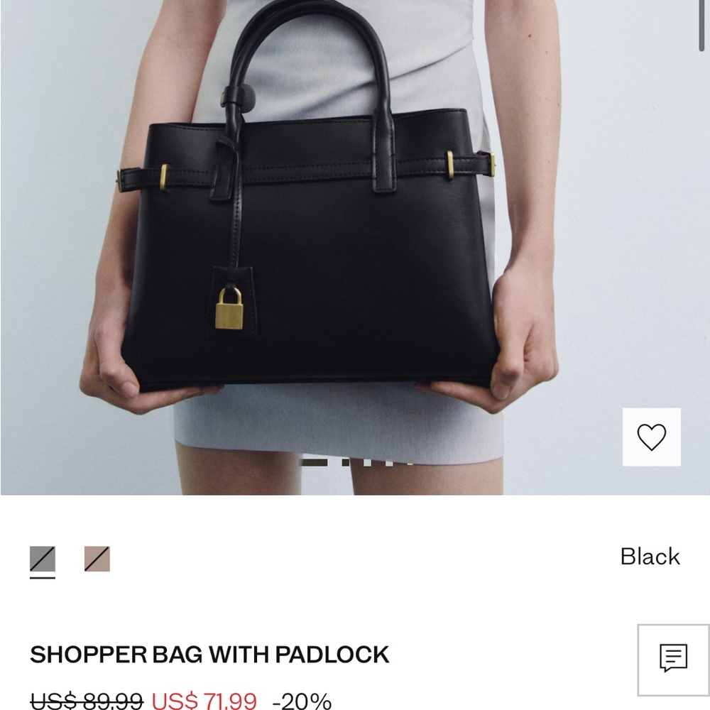 Mango Black Satchel with Gold Padlock